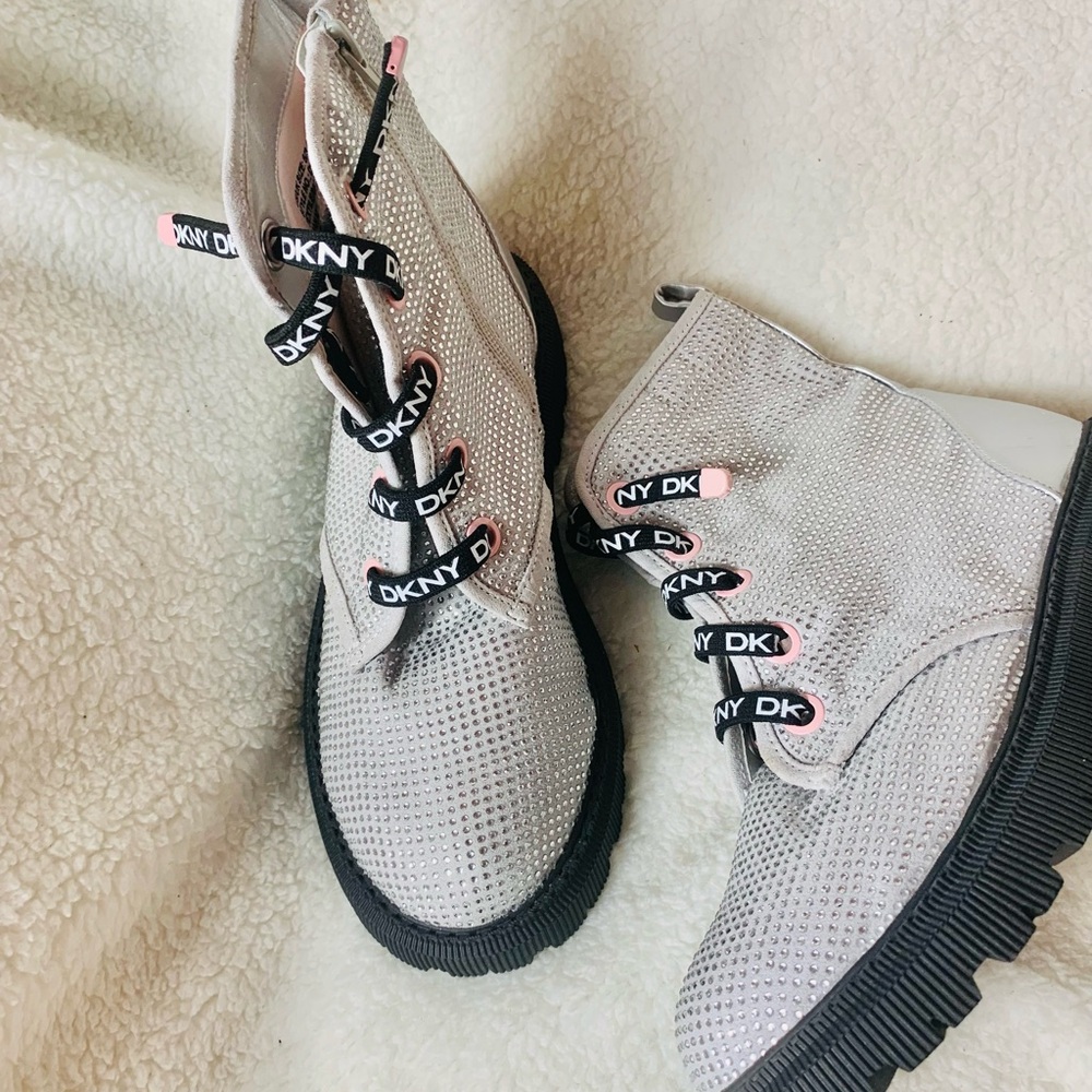 DKNY Rhinestone Combat Boots - Picture 2 of 10